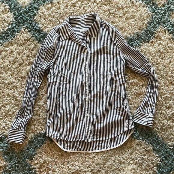 Equipment Monochrome Striped Shirt with Floral Embroidery - Picture 2 of 5